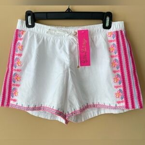 LILLY PULITZER KATIA FLOWER EMBROIDERED SHORT IN RESORT WHITE SIZE XS